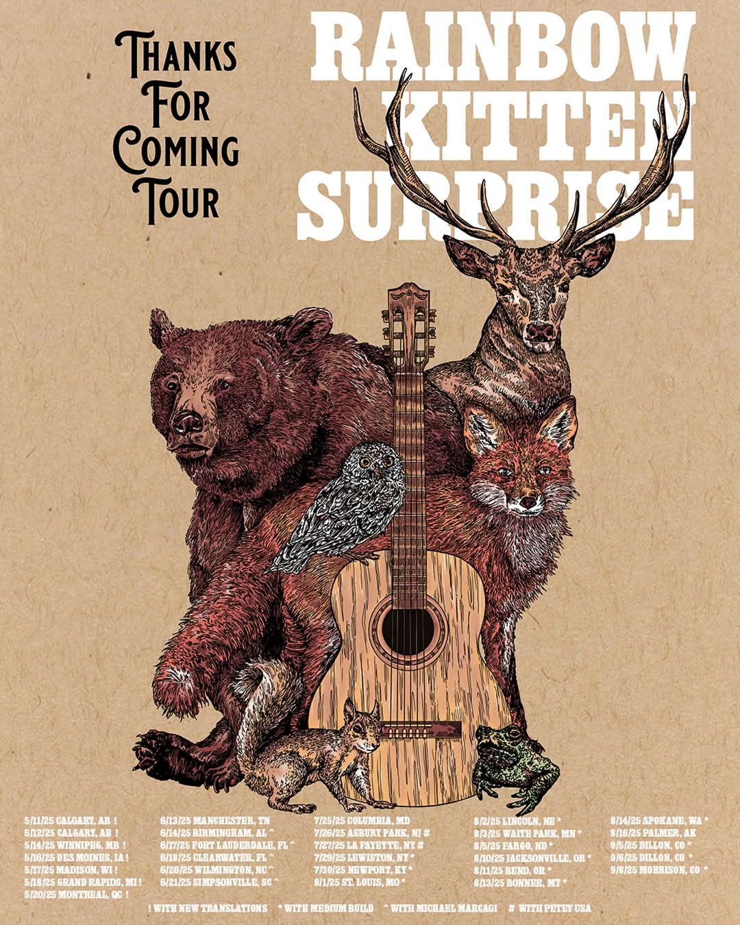 Rainbow Kitten Surprise Thanks For Coming Tour Poster 2025